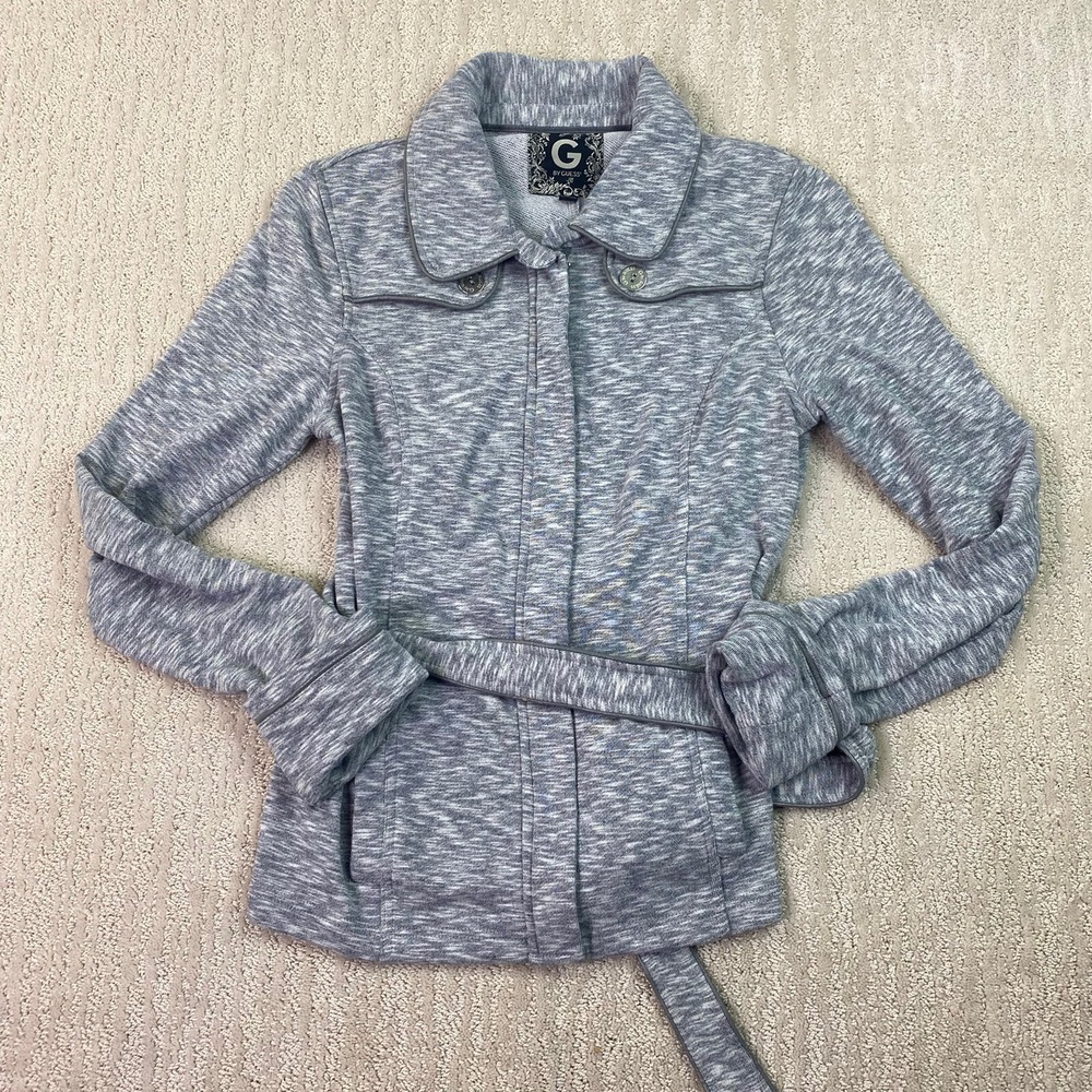 Guess Sweater Womens Large Gray with belt Long Sleeve*